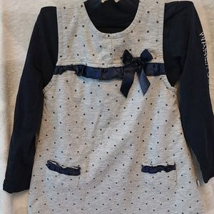 Girl's Overall & Turtleneck long sleeve shirt set  Gray